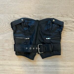Rat & Boa 100% Genuine Leather Belted Biker Corset